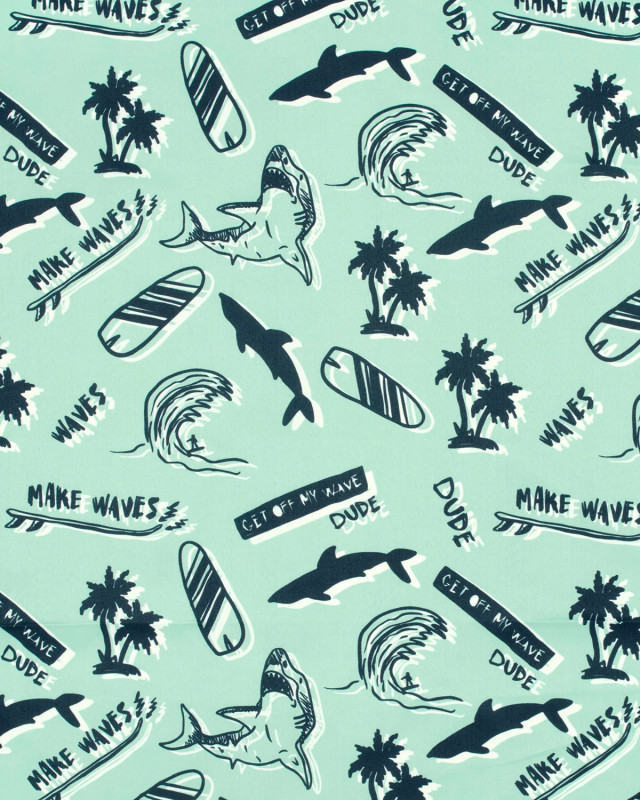Tissu Short de Bain Déperlant Make Waves Menthe - Mercerine