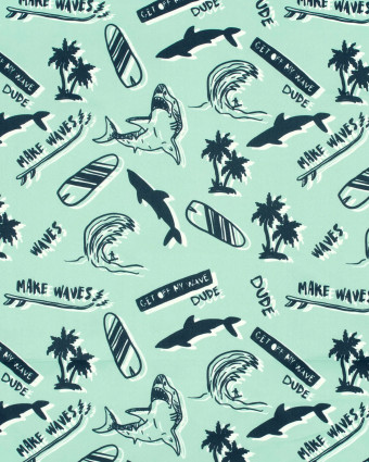 Tissu Short de Bain Déperlant Make Waves Menthe - Mercerine