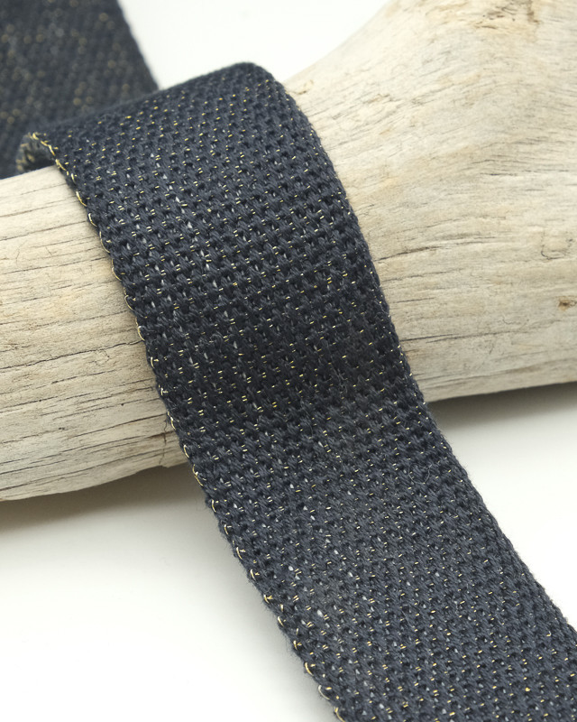 Sangle Coton Lurex Argent 30Mm Marine Argent   - Mercerine