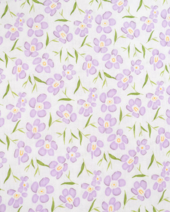 Double Gaze Imprimé Fleurs Mauve - Mercerine