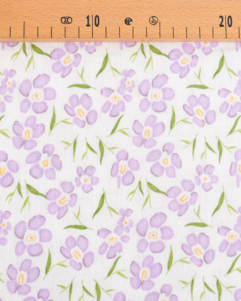 Double Gaze Imprimé Fleurs Mauve - Mercerine