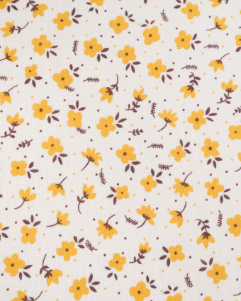 Double Gaze Imprimé Fleurs Jaunes - Mercerine