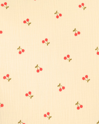 Double Gaze Imprimé Cerises - Mercerine