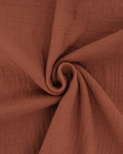 Tissu Gaze de Coton Cappuccino Thaïs - Mercerine