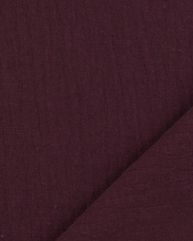Tissu Gaze de Coton Aubergine Thaïs - Mercerine