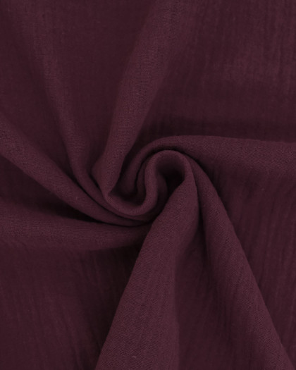 Tissu Gaze de Coton Aubergine Thaïs - Mercerine