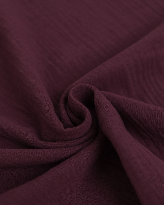 Tissu Gaze de Coton Aubergine Thaïs - Mercerine