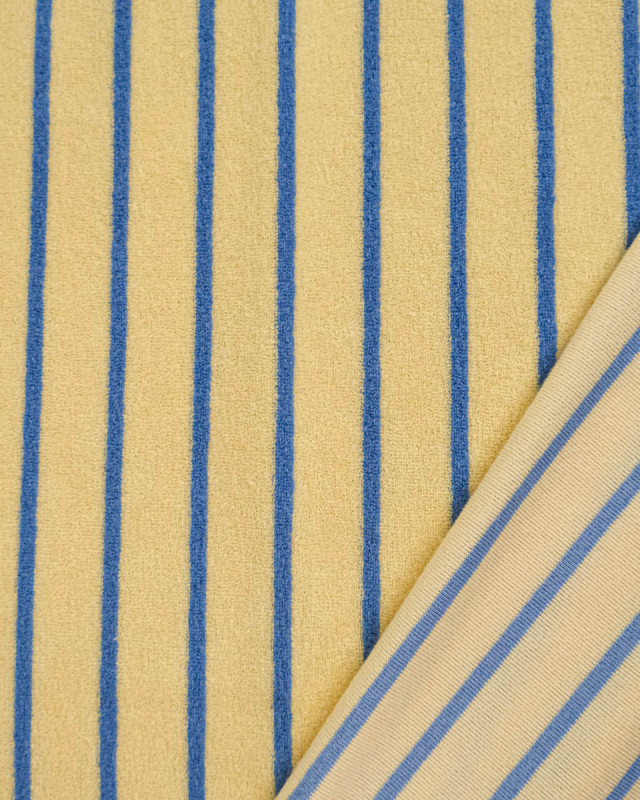 Jersey Mini Eponge Fines Rayures Beurre Jean - Mercerine