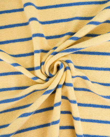 Jersey Mini Eponge Fines Rayures Beurre Jean - Mercerine