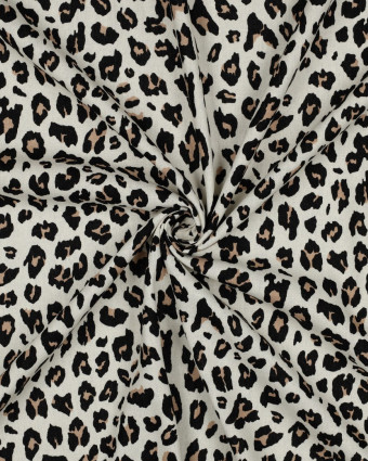 Tissu Viscose Lin Léopard Ecru - Mercerine