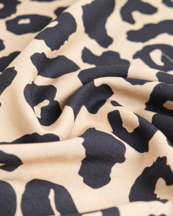 Popeline de Viscose Imprimée Savane Fond Camel - Mercerine