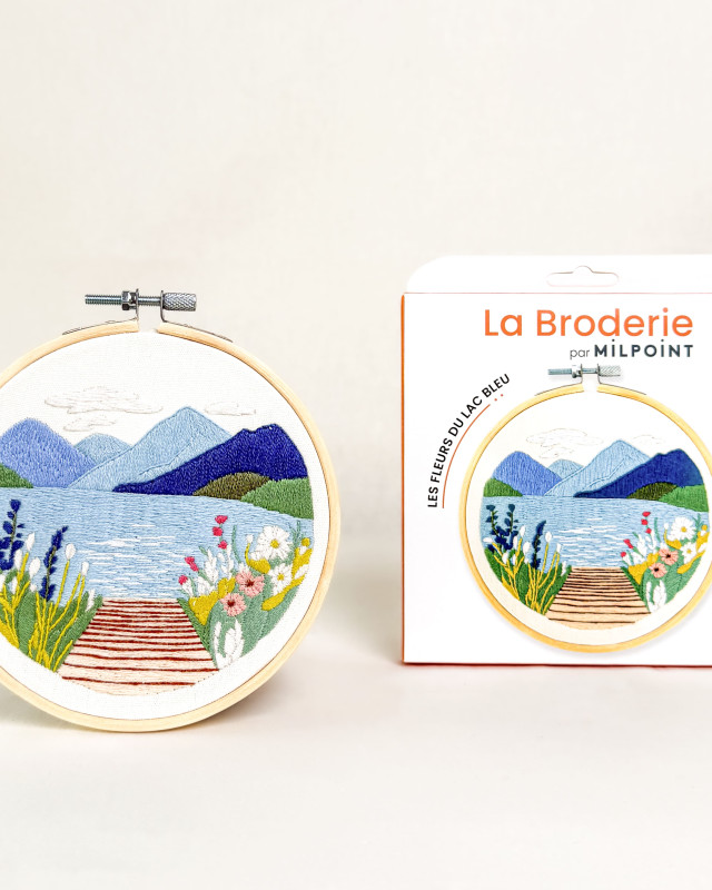 Kit Broderie - Les Fleurs du Lac Bleu - Avec Tambour 15cm - Mercerine