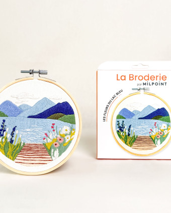 Kit Broderie - Les Fleurs du Lac Bleu - Avec Tambour 15cm - Mercerine
