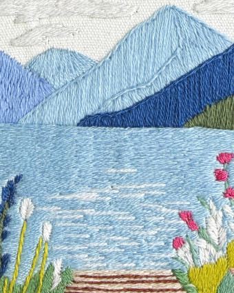 Kit Broderie - Les Fleurs du Lac Bleu - Avec Tambour 15cm - Mercerine