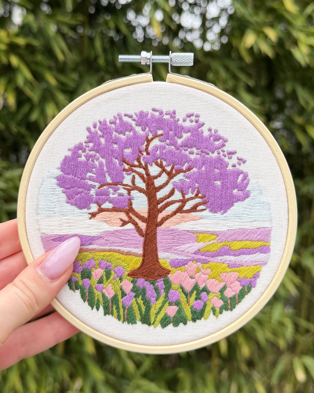 Kit Broderie - Jacaranda sur la Plaine - avec Tambour 15cm - Mercerine
