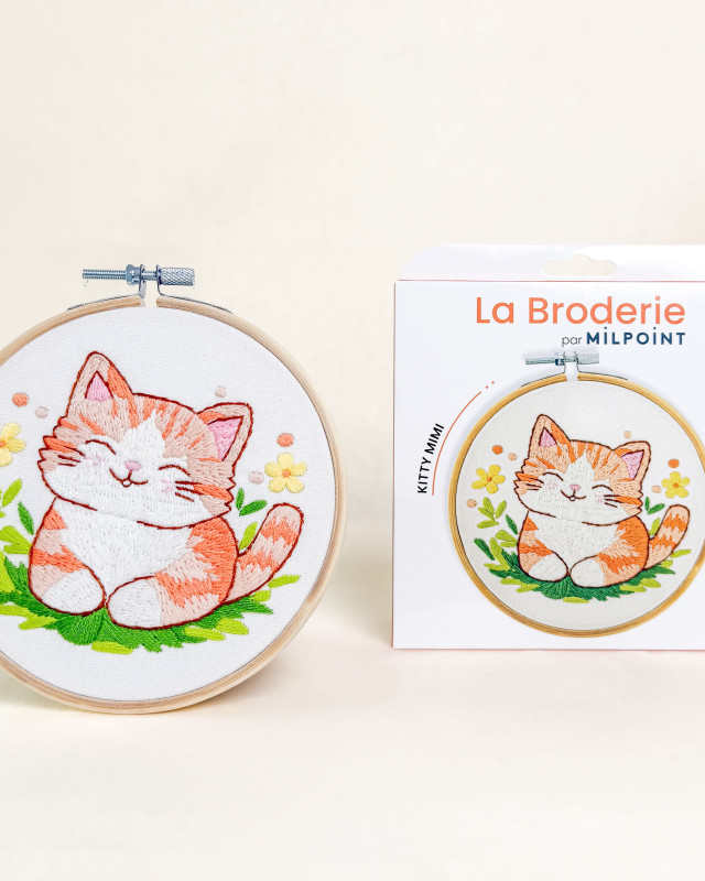 Kit Broderie - Kitty Mimi - avec Tambour 15cm - Mercerine