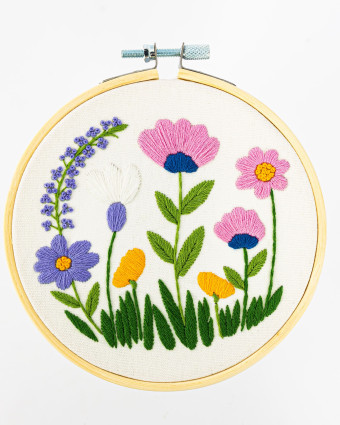 Kit Broderie - Prairie Pastel - avec Tambour 15cm - Mercerine