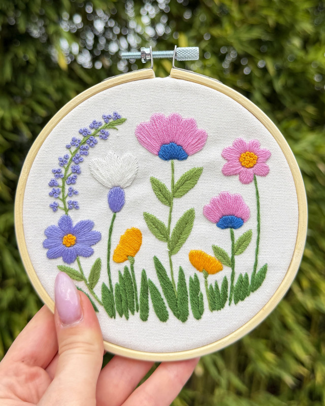 Kit Broderie - Prairie Pastel - avec Tambour 15cm - Mercerine