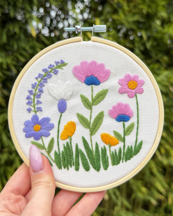 Kit Broderie - Prairie Pastel - avec Tambour 15cm - Mercerine