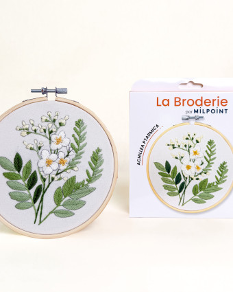 Kit Broderie - Achillea Ptarmica - avec Tambour 15cm - Mercerine