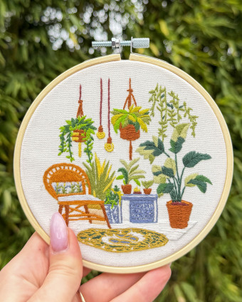 Kit Broderie - Dans la Véranda - avec Tambour 15cm - Mercerine