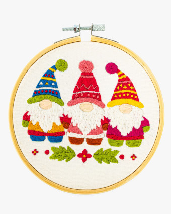 Kit Broderie - les Gnomes du Père Noël- avec Tambour 15cm - Mercerine