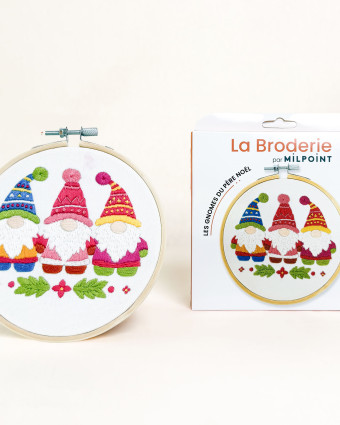 Kit Broderie - les Gnomes du Père Noël- avec Tambour 15cm - Mercerine