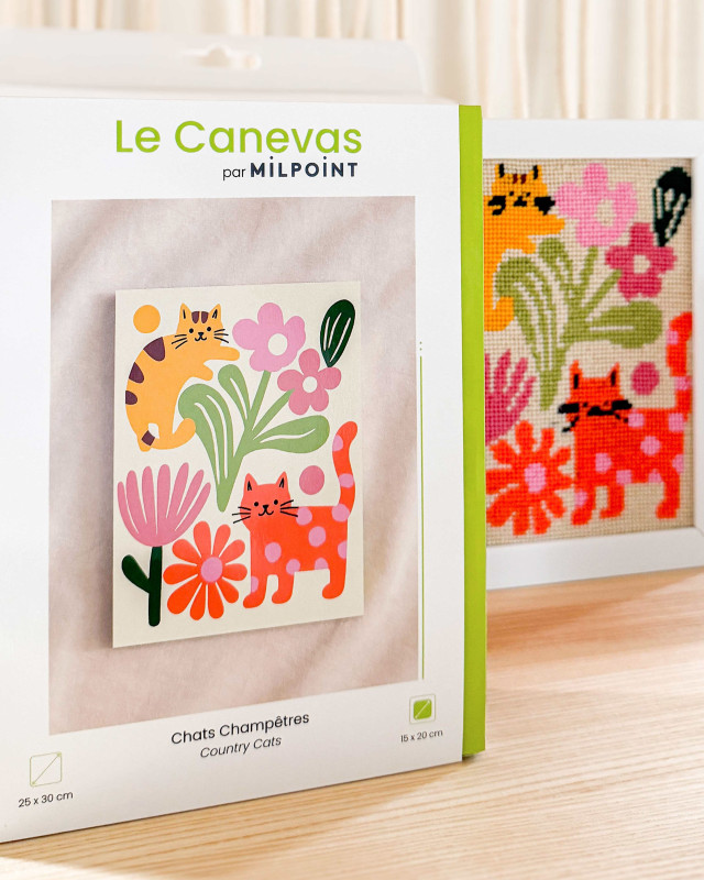 Kit Canevas Complet - Chats Champêtres - Mercerine