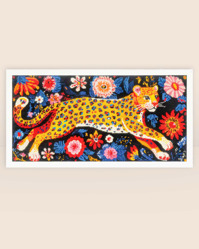 Kit Canevas Complet - Panthère aux Fleurs - Mercerine
