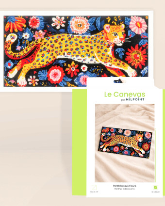 Kit Canevas Complet - Panthère aux Fleurs - Mercerine