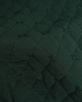 Tissu Double Gaze Matelassé Broderie Fleurs Vert Forêt