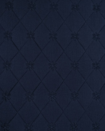 Tissu Double Gaze Matelassé Broderie Fleurs Navy - Mercerine