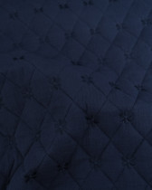 Tissu Double Gaze Matelassé Broderie Fleurs Navy