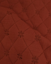 Tissu Double Gaze Matelassé Broderie Fleurs Terracotta