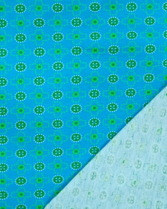 Jersey Imprimé Vert Sur Fond Bleu - Mercerine