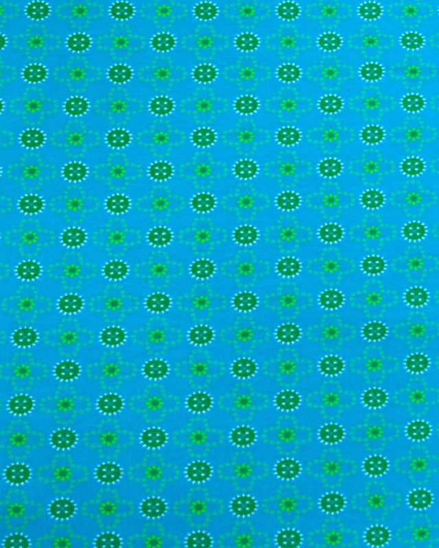 Jersey Imprimé Vert Sur Fond Bleu - Mercerine