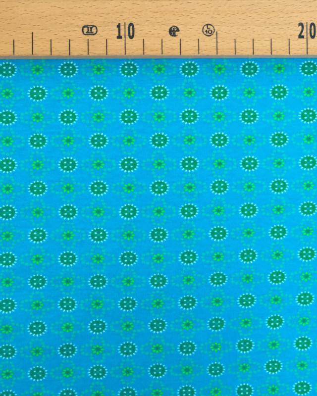 Jersey Imprimé Vert Sur Fond Bleu - Mercerine