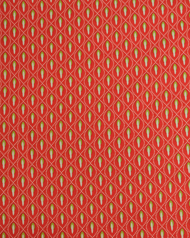 Popeline de Coton Motif Losange Pointillé Orange - Mercerine