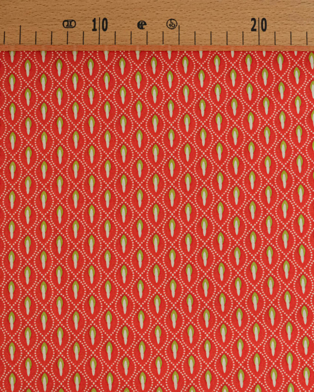 Popeline de Coton Motif Losange Pointillé Orange - Mercerine