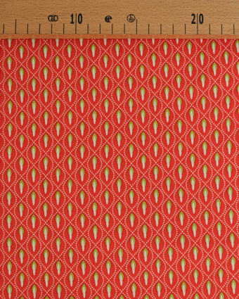 Popeline de Coton Motif Losange Pointillé Orange - Mercerine