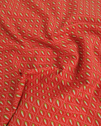 Popeline de Coton Motif Inspiration Indien Orange - Mercerine