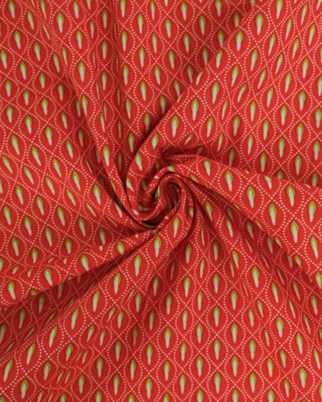 Popeline de Coton Motif Losange Pointillé Orange - Mercerine