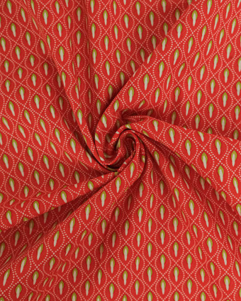 Popeline de Coton Motif Losange Pointillé Orange - Mercerine