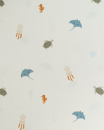Popeline De Coton Motif Animaux Marin - Mercerine