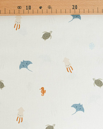 Popeline De Coton Motif Animaux Marin - Mercerine
