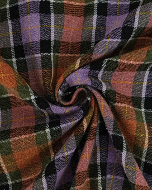 Tissu à Carreaux Lila Pêche - Mercerine