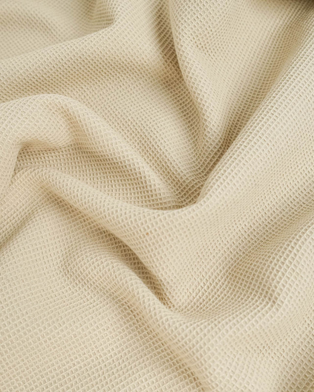 Tissu Coton Mini Waffle Ecru - Mercerine