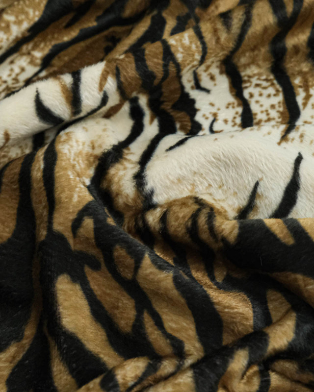 Tissu Fourrure Ras Imitation Tigre - Mercerine