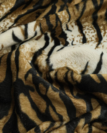 Tissu Fourrure Ras Imitation Tigre - Mercerine