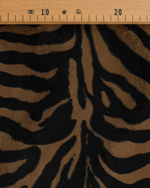 Tissu Fausse Fourrure Imitation Tigre Chocolat - Mercerine